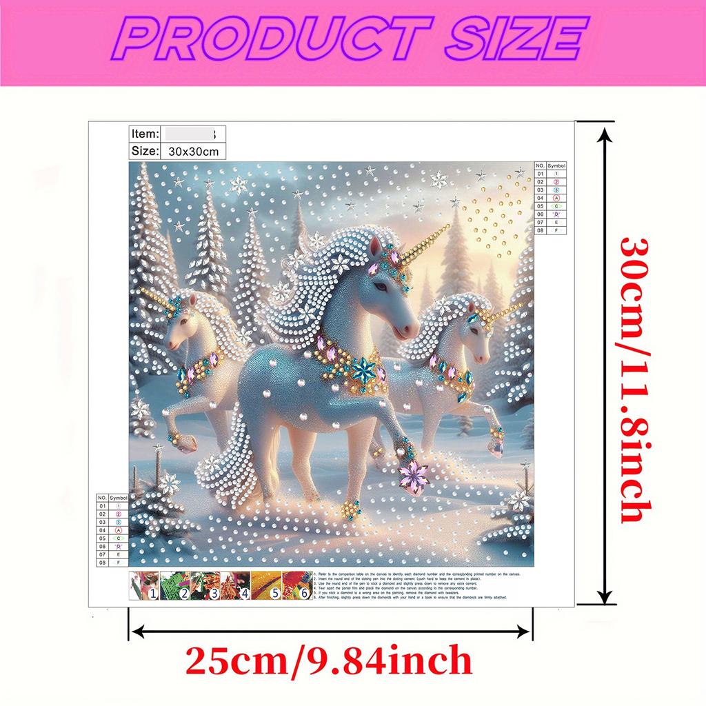 Cute Unicorn DIY Gem Art Diamond Painting Kits for Home Wall Decoration Special Shape Partial Drill Dimond Art Paintings 30x30cm