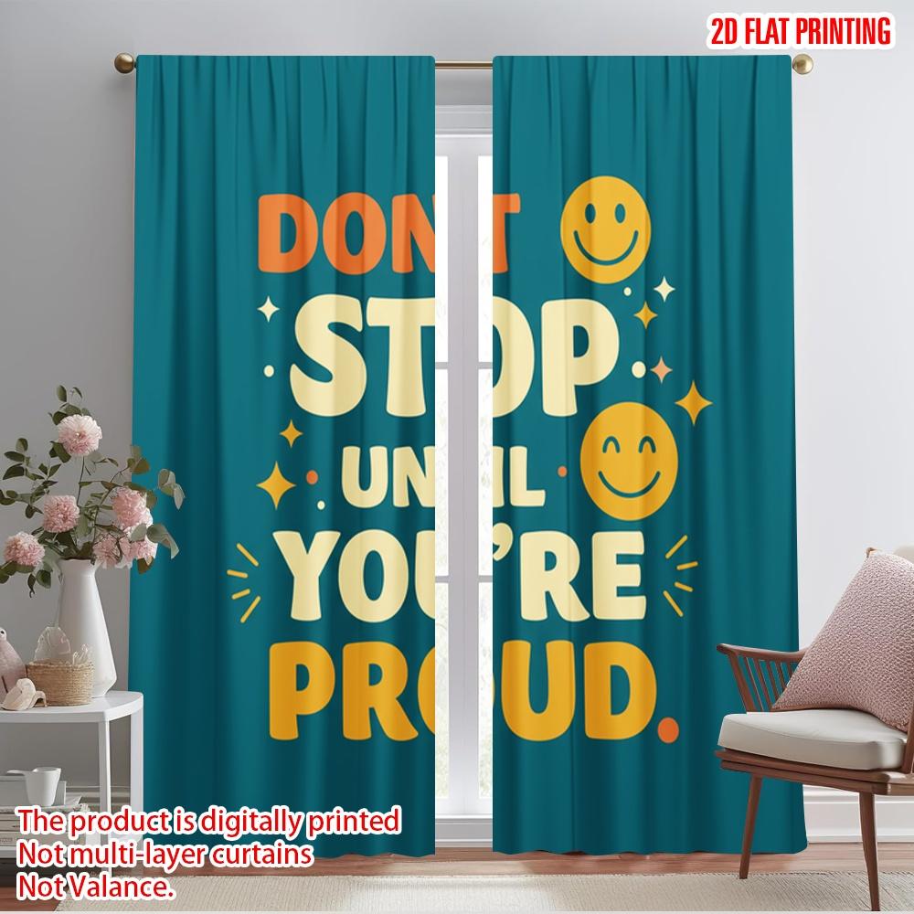 

2pcs 2D flat printing Curtain Motivational Quote Polyester Without Electricity All Season Party & Holiday Decor Perfect for 52.50×116.00 CM 2pcs