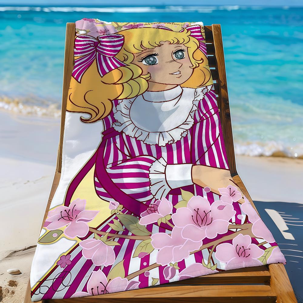 

Cartoon C-Candy Candy Kawaii Towel Sports Quick Dry Travel Camping Gear Sandproof Soft Light Large Beach Towel W40*H60(CM)