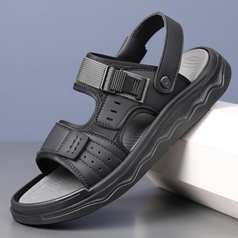 

2025 спортивные классные тапочки мужские пляжные туфли для улицы летняя одежда для езды двойного назначения нескользящие износостойкие тапочки легкие 901 44 чёрный