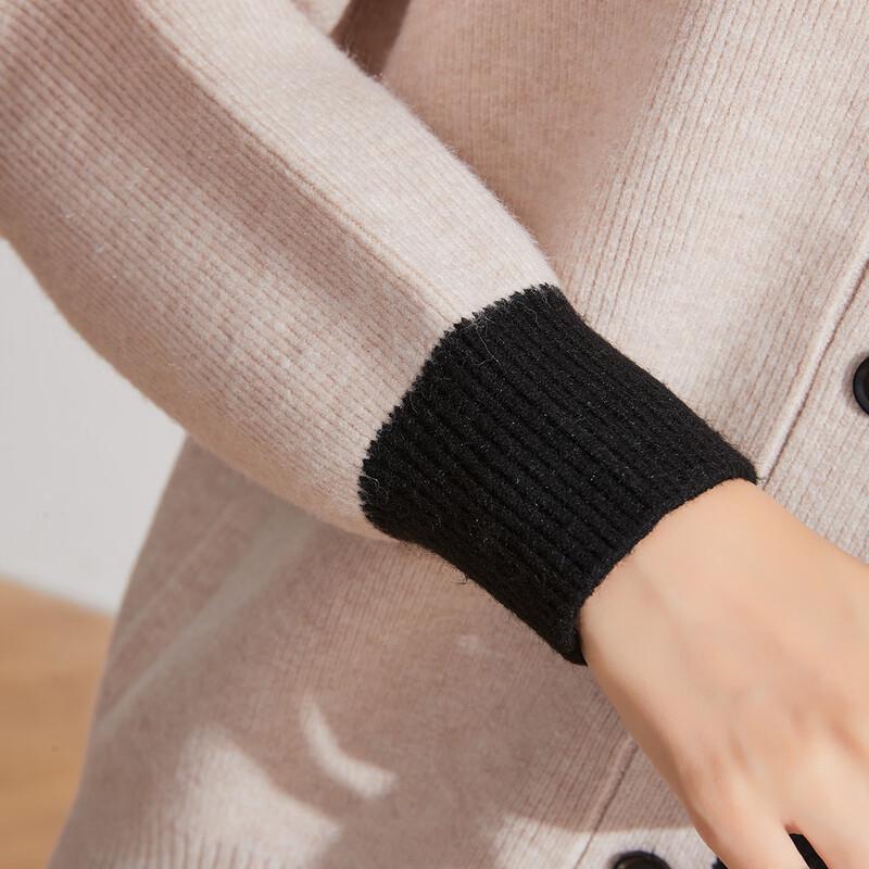 Sanpowa Women's V-Neck Colorblock Knit Cardigan