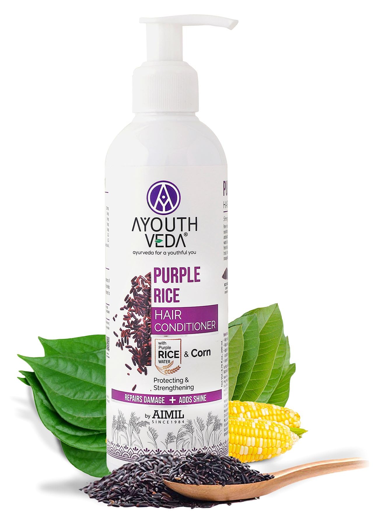 Ayouthveda Purple Rice Hair Conditioner with Rice Water & Kernel Protein | Repairs Damage, Controls Frizz & Enhances Volume | Enriched with Eggplan