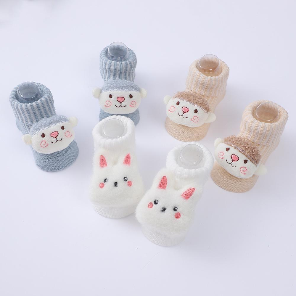 3 Pairs Newborn Baby Socks Cute Cartoon Animal Cotton Floor Socks Infant Thin Socks Breathable Kids Clothes Accessories