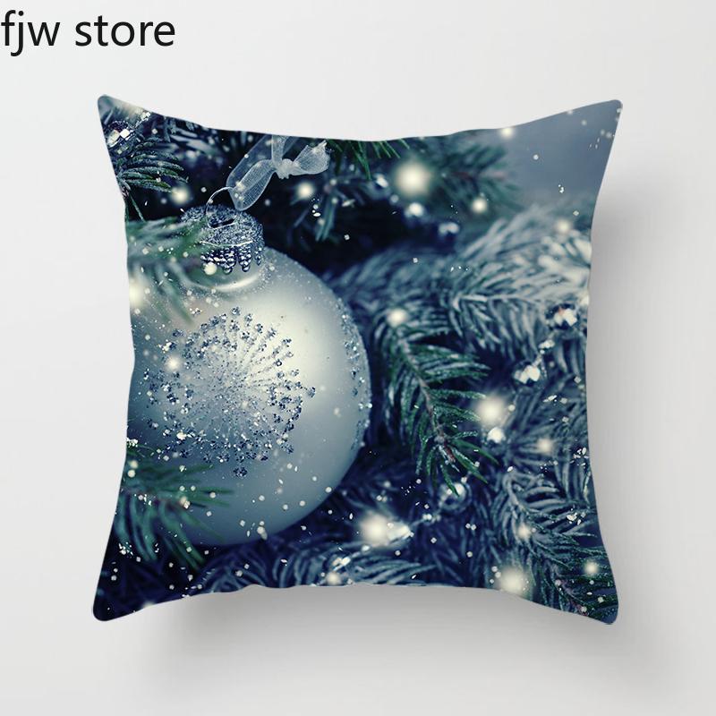 Christmas Decorative Pillowcase  Ball Gift Pendant Printed  Sofa Cushion Cover New Year Home Decoration