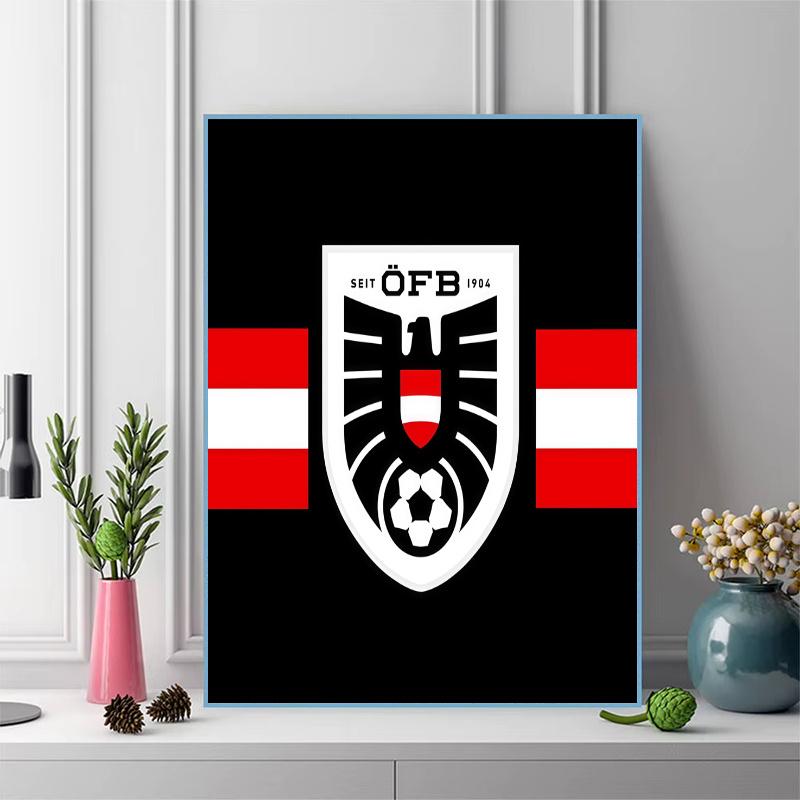 Austria national football logo Pattern  3pcs 100% Round Full Drill 5D DIY Diamond Painting Embroidery Cross Stitch Rhinestone Décor