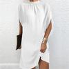 Women’s Loose Fit Batwing Sleeve Crew Neck Dress Soft Fabric Relaxed Silhouette Casual Style Above Knee Length Comfortable