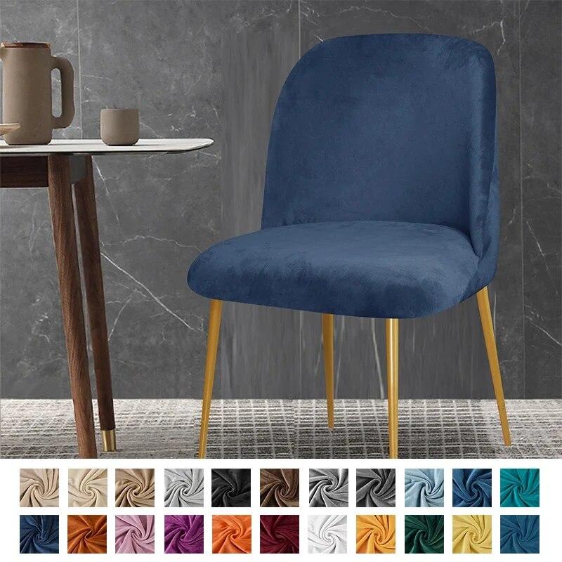 1/2/4/6 Pc Velvet Duckbill Makeup Chair Covers Round Bottom Stool Accent Low Back Dinning Office Chair Slipcover  Seat Cover