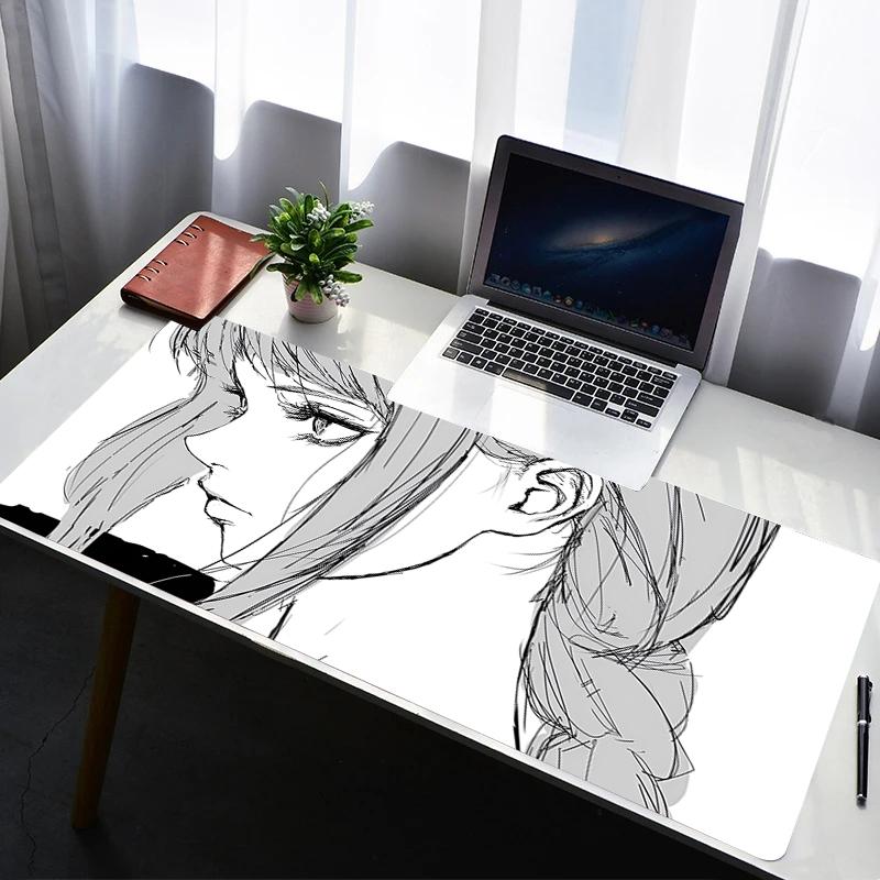 Deskmat Mouse Pad 900x400 XXL Mousepad Back and White Girl Laptop Desk Decor Extended Mouse Pad Keyboard Mat Oversize Desk Pad