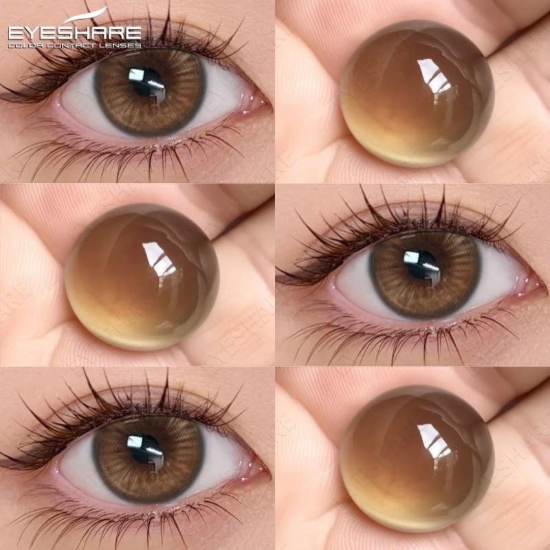 

EYESHARE 1 Pair Big Eyes Color Contact Lenses Natural Brown Lenses Gray Pupils Beauty Makeup Softlens