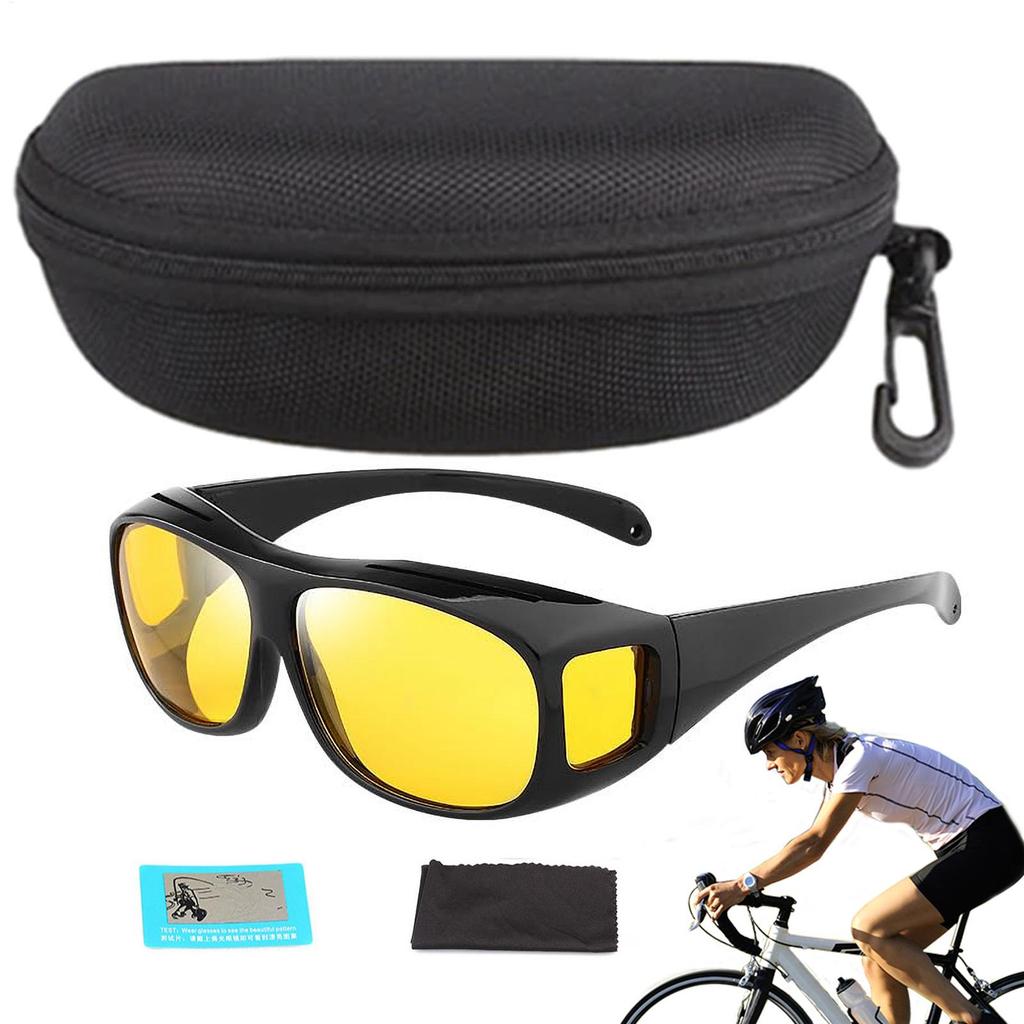 Night Vision Glasses Fit Over Prescription Glasses Driving Glasses Polarized Anti-glare Yellow Tinted Glasses for Women Men