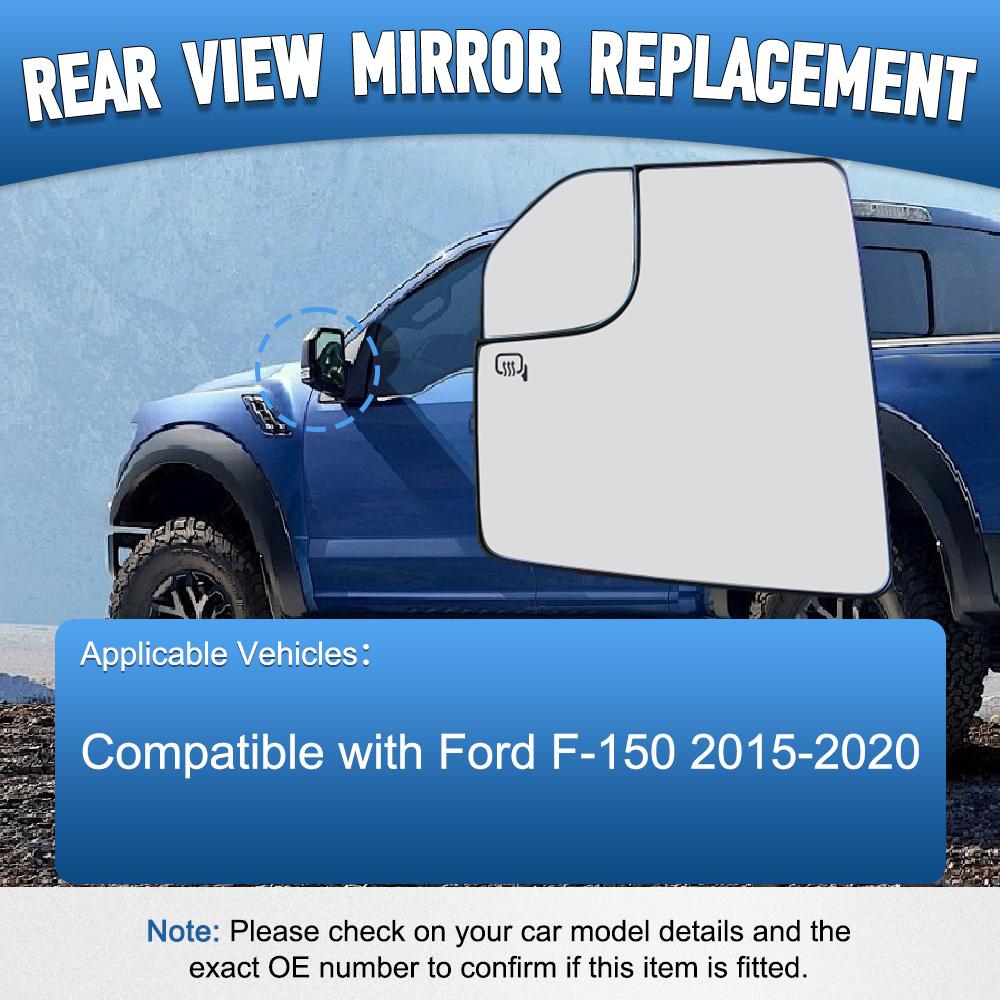 Heated Side Mirror Glass Rearview Mirror White Lens for Ford F-150 2015 2016 2017 2018   FL3Z17K707L Left Side