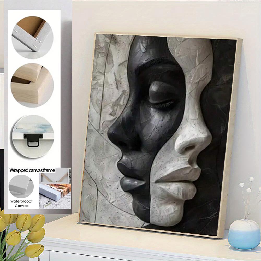 Chic Black & White Abstract Woman Art Print for Living Room, Bedroom, Cafe, or Kitchen