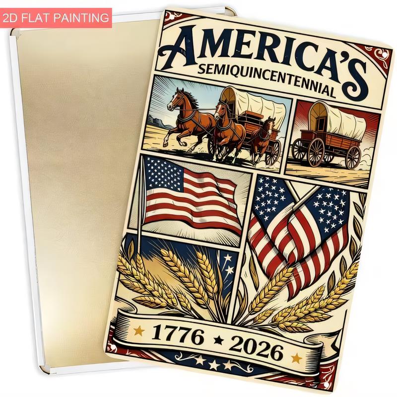 Tin Sign Americas Semiquincentennial   Vintage Poster Style Metal Plaque Wall Decor for Patriotic Independence Day Home