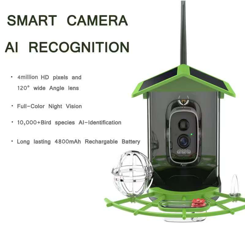 Bird Feeder Camera 4MP 2K HD Bird Video Capture WiFi Solar Powered Camera Battery with Solar Panel, Instant Alerts, Birdwatching