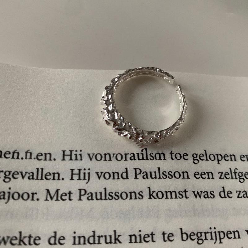 Irregular Lava Texture Open Ring Ins Wind Premium Niche Design Sense Simple Simple Match Stackable Index Finger Ring Casual Dainty Minimalist Ring