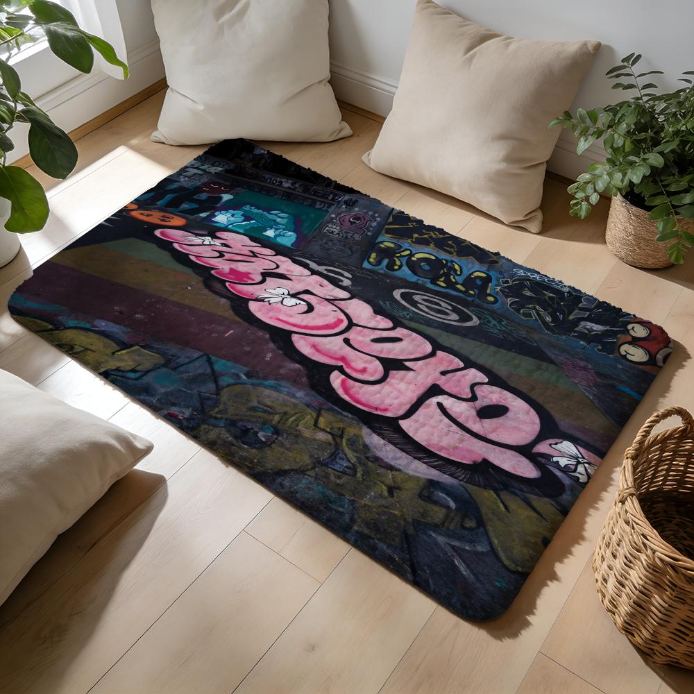 Band KKatseye Floor Mat Soft Flannel Absorbent Mat Non-Slip Rug Home Bedroom Bathroom