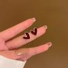 Cute Korean Earrings Heart Bling Zircon Vintage Dark Green Versatile Gold Color Earring for Women Fashion Jewelry 2023 New Gift