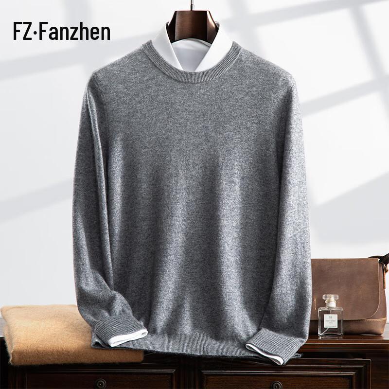 Fanzhen Men's Cashmere Blend Round Neck Sweater