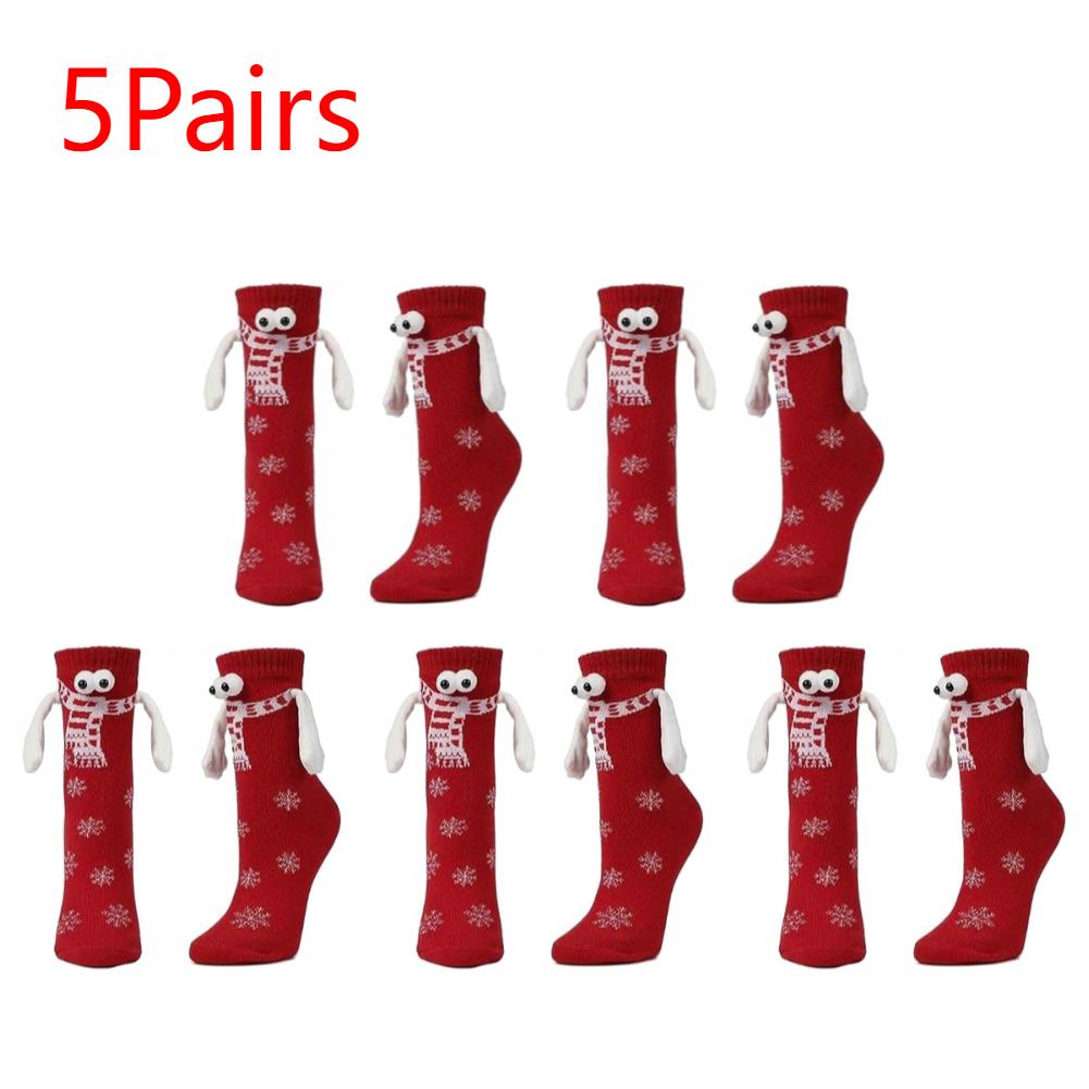 3-5 Pairs Hand In Hand Christmas Magnetic Socks Funny Couple Matching Socks Breathable Holding Hands Socks for Women Men Teens