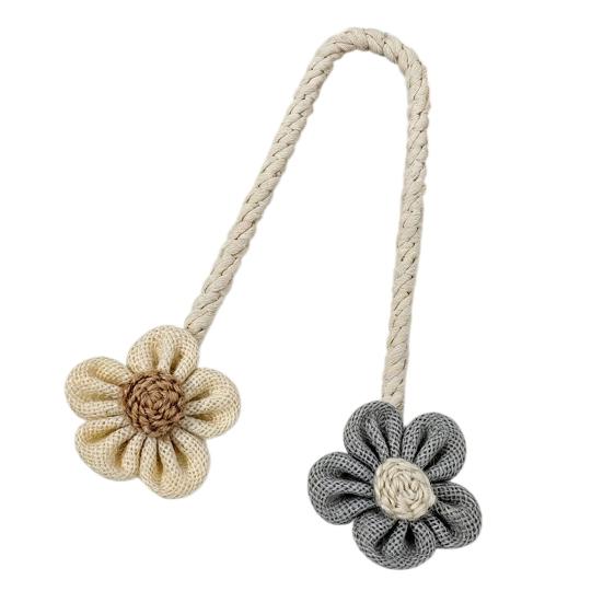 Cotton And Linen Curtain Tiebacks, Decorative Curtain Holdbacks Rope, Flower Curtain Tie Backs, Boho Drapes Holdbacks for Home Office Hotel Decor