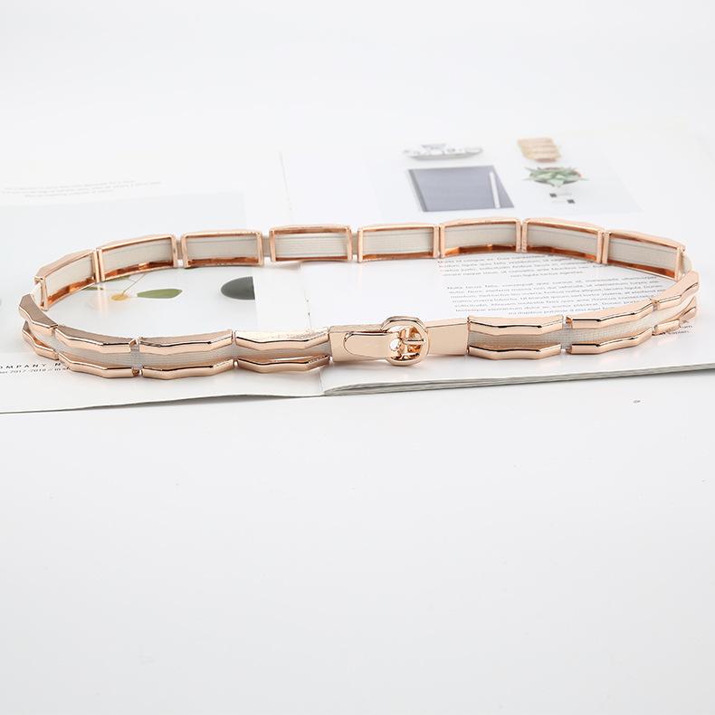 

Versatile And Belt Slimming With Elastic Metal Waist Belt Dress Decoration белый