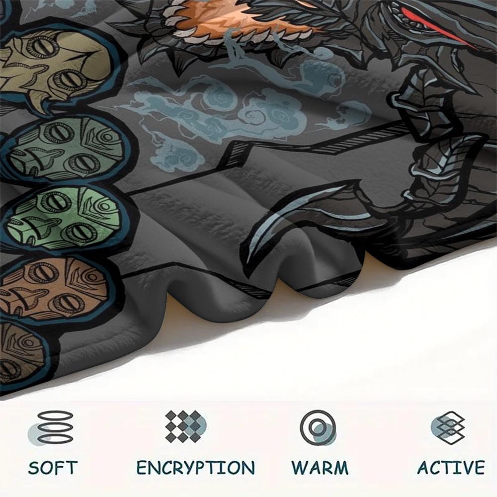 1PC Skyrim Print Flannel Blanket, High quality Comfortable for All Seasons, Home Decor, Warmth and Comfort, Perfect for Christmas Gifts166