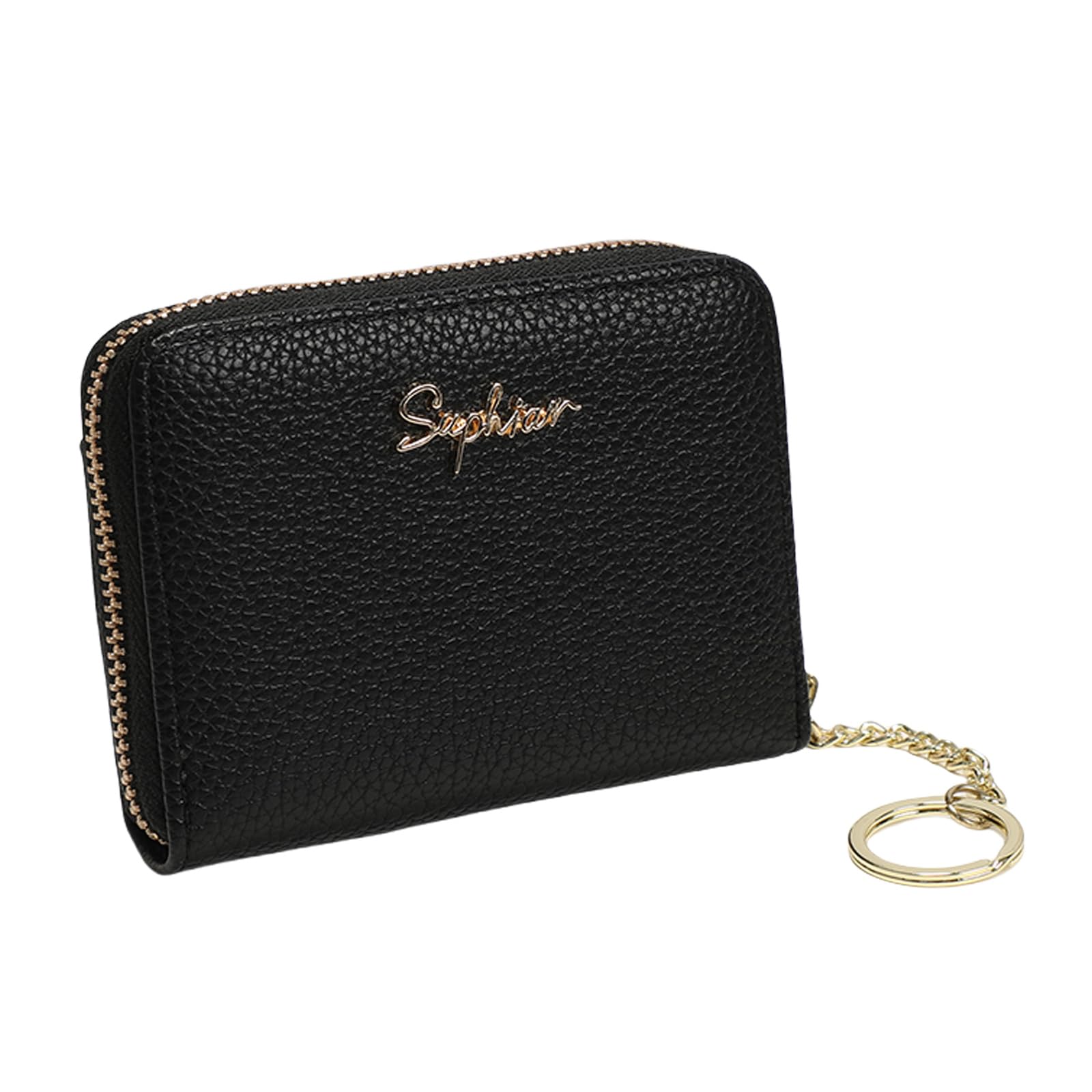 

Cosylive Women s Bifold Wallet with Folding Protection, Large Capacity, S-Shaped Coin Purse, RFID Protection, and Keychain (Black 1-Wallet)