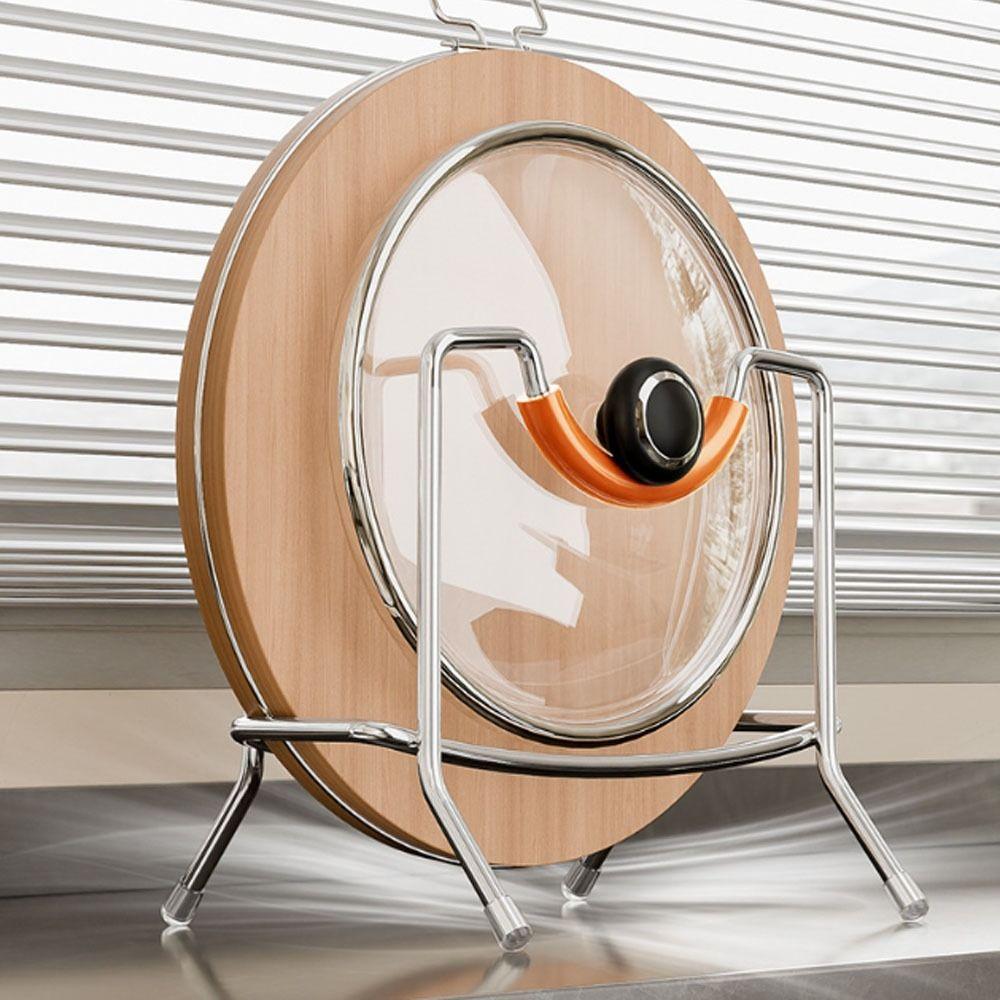 Durable Stainless Steel Cutting Board Holder Rustproof Thickening Pot Lid Stand Space Saving Chopping Board Organizer