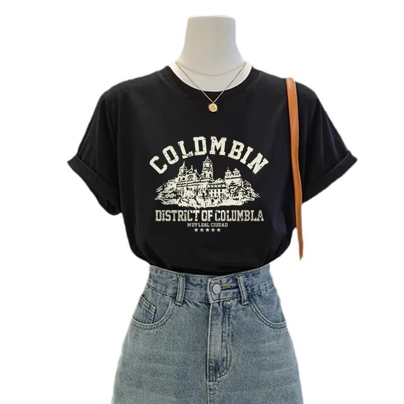 Fashion cotton short-sleeved t-shirt women's 2025 summer new versatile and thin top niche design sense