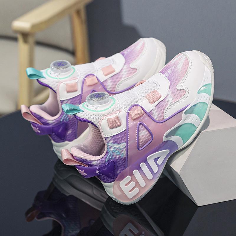Classmate Summer Mesh Breathable Sneakers Middle-aged and Older Children 2025 Spring and Autumn Rotating Buckle Girls Pink Running Sneakers