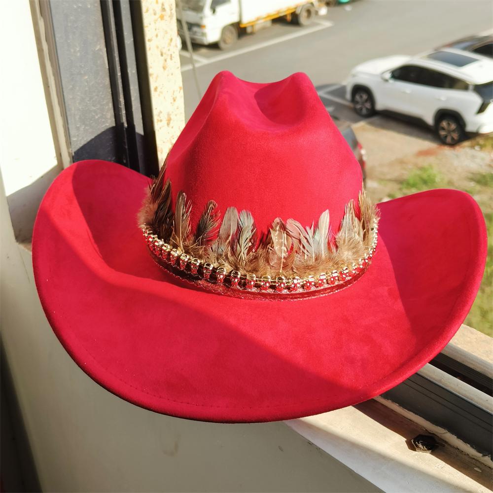 New Handmade Belt Suede Western Cowboy Hat Wide Brim Cowgirl Hat Party Hat Stage Hat Cattleman Knight Hat