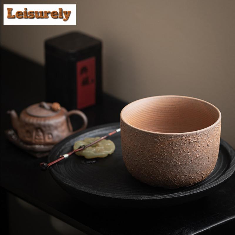 600ml Old Rock Clay Jianshui Retro Tea Washing Basin Tea Garbage Can Tea Dust Cylinder Barrel Chaxi Cha Equipment Collection