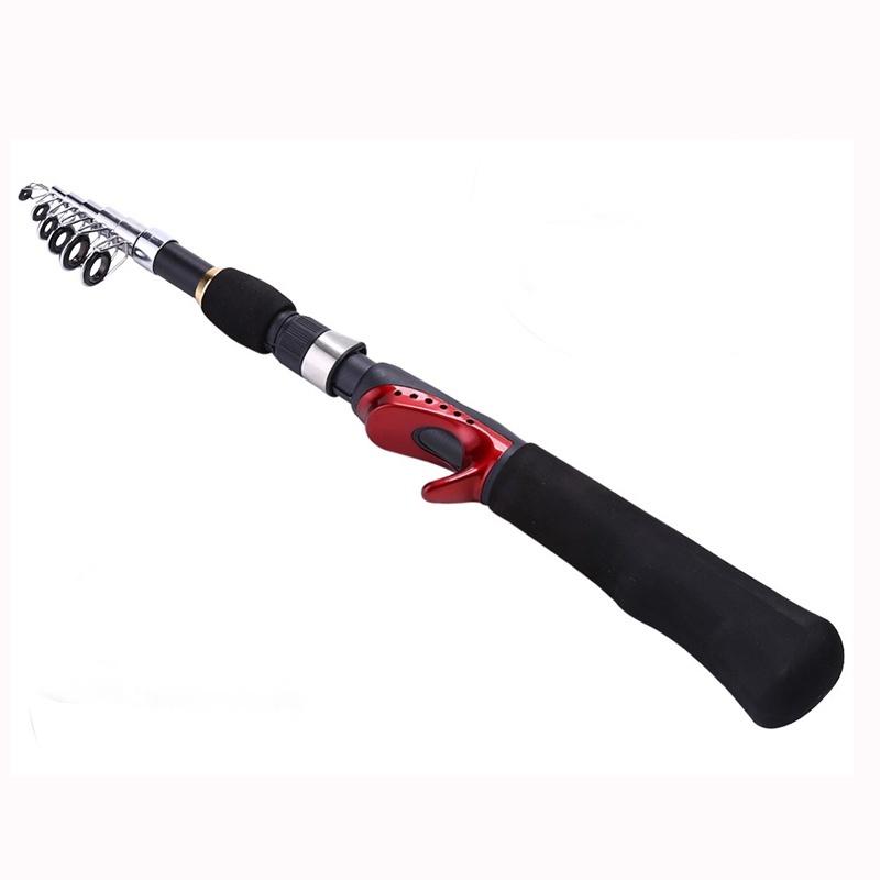 SOUGAYILANG Spinning Fishing Rod 1.65m Red Portable Travel Carbon Fishing Pole(without Fishing Reel)