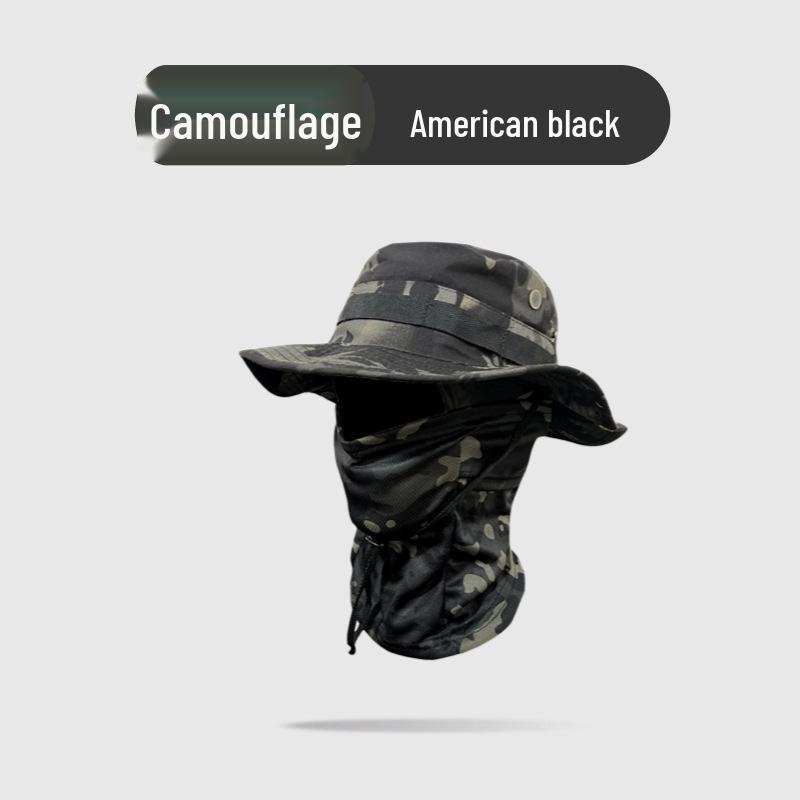 Camouflage Winddichter Fischerhut & Sonnenschutzmasken-Set für Outdoor-Aktivitäten