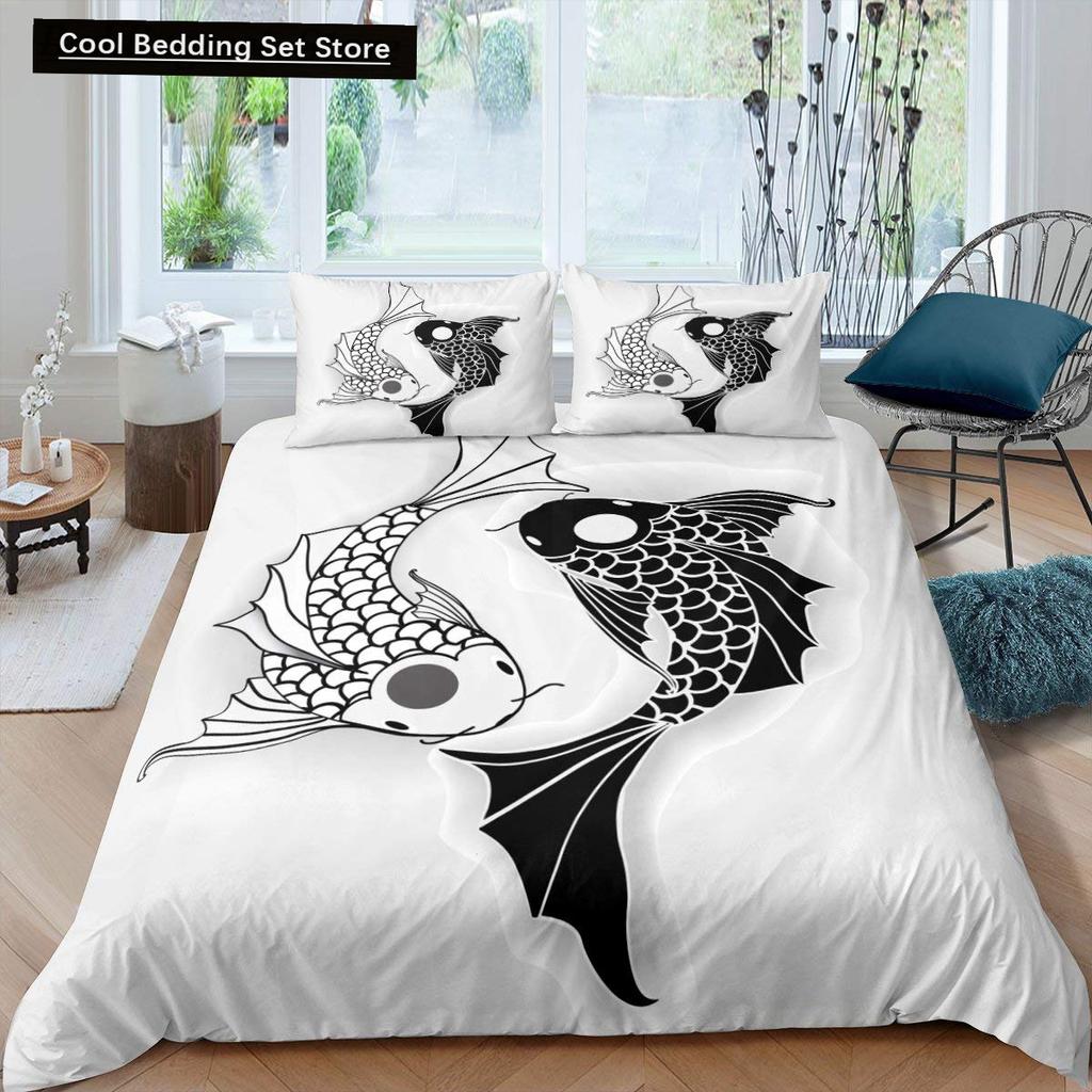 Yin Yang King Queen Duvet Cover Vintage Tai Chi Quilt Cover Divination Bedding Set Oriental Culture Polyester Comforter Cover