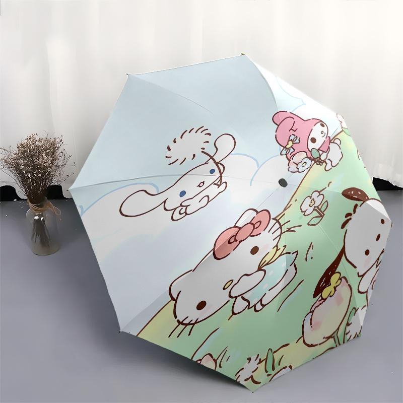 1pc Hello Kitty,My Melody Automatic Umbrella-Foldable, Durable 8-Bone Design, Compact and Stylish, Great for Camping, Halloween, Christmas,