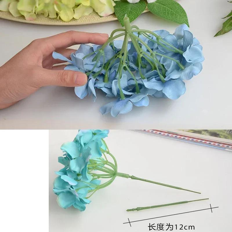 1 Peça Flor Decorativa Colorida Festa de Casamento Hortênsia de Seda Artificial de Luxo DIY Decoração de Flores Vaso Flores Artificiais