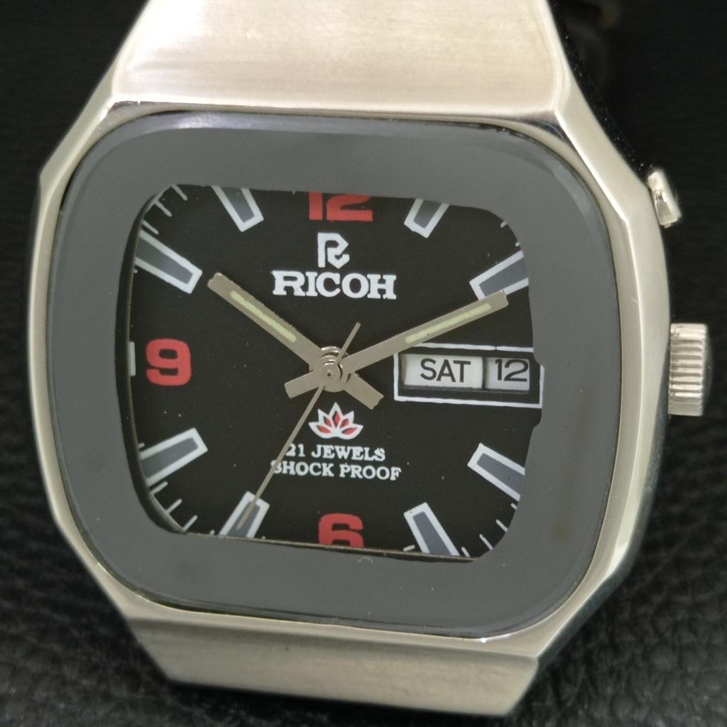 VINTAGE RICOH R31 AUTOMATIC JAPAN MENS BLACK COLOR DIAL WATCH A707935-1