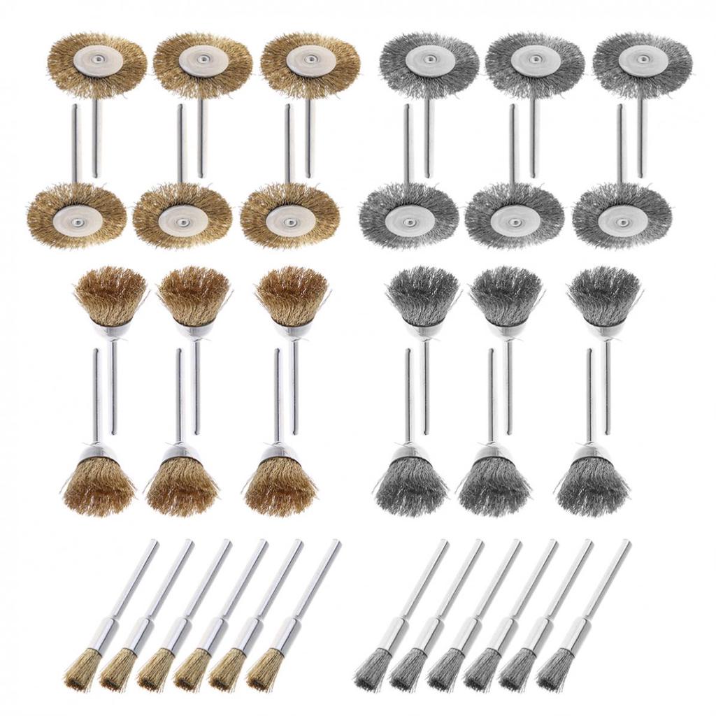 NEW 36pcs 3.175mm Shank Copper Steel Wire Polishing Wheel Brush for Dremel