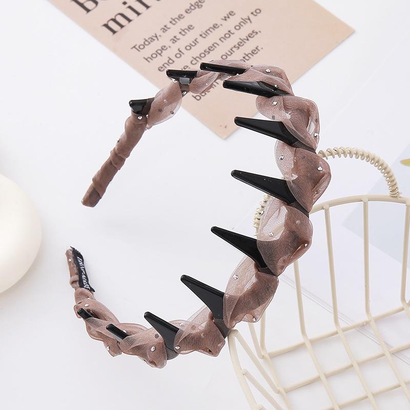 2026 Pearl Gauze Non-Slip Headband for Women – Luxurious High Forehead & Face Washing Hair Accessory with Teeth