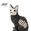 Black Cat Pumpkin Decoration Halloween Skull Figurine, Gothic Statue with Hollow Ribs, Resin Carved Spooky for Desktop Showcase Outdoor