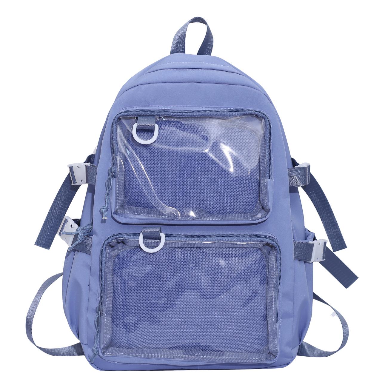 

Large Capacity Transparent Ita Backpack for Girls - Versatile for Middle to High School синий