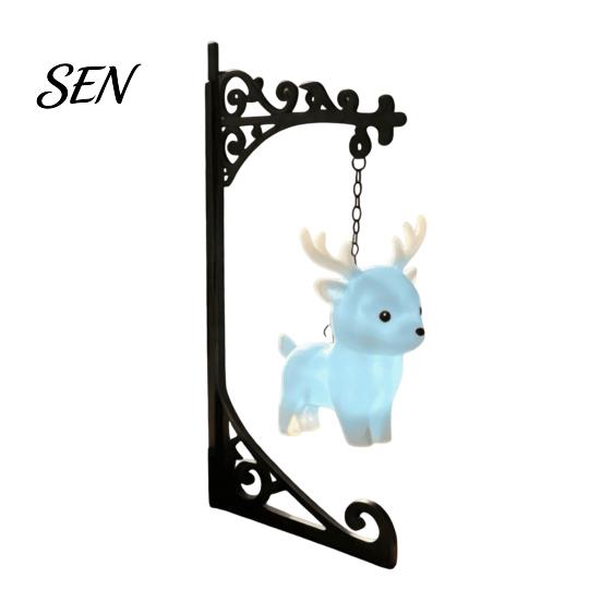 Magic Bookshelf Lamp Magical with Owl Phoenix And Stag Figures, Vintage Iron Stand Bedroom Night Light Light, Warm Decorative for Library Study