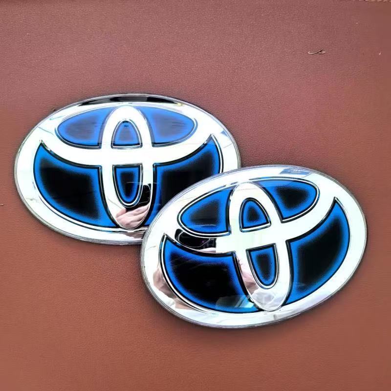 1Pz Logo Ibrido Blu 3D per Auto Griglia Anteriore Cofano Bagagliaio Emblema per Toyota Corolla Camry RAV4 Hilux Highlander Yaris Alphard HRV Reiz CWH1