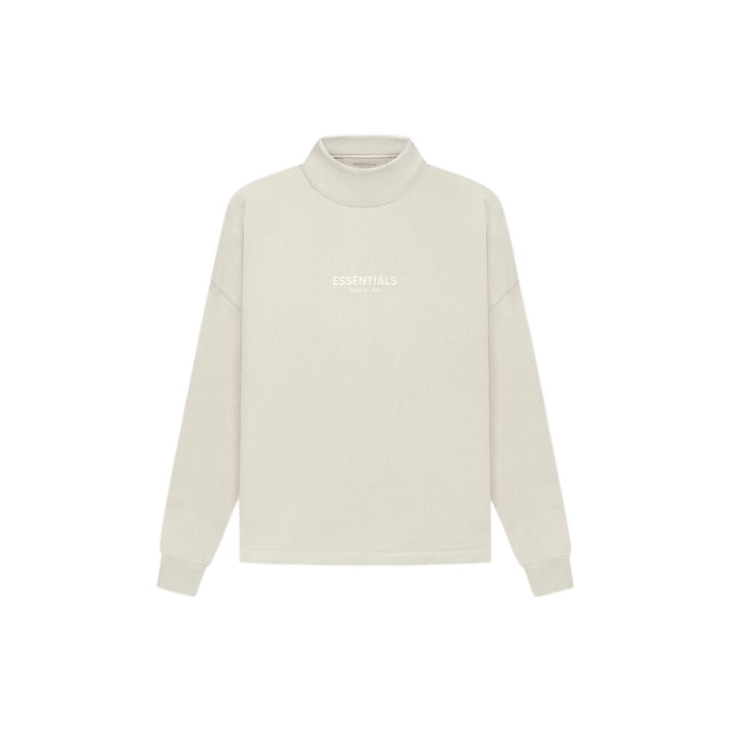 Fear of God Essentials Ss22 Relaxed Mockneck Wheat Letter Logo Flocked High Neck Long Sleeve American Pullover Sweatshirt Men FOG-SS22-130