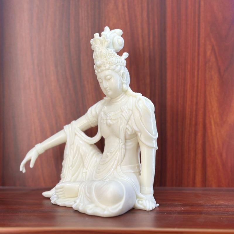 Sitting Meditation Guan Yin Buddha  Decorative Statue Buddhist Figures Home Living Room Office Wealth Luck Feng Shui Decor