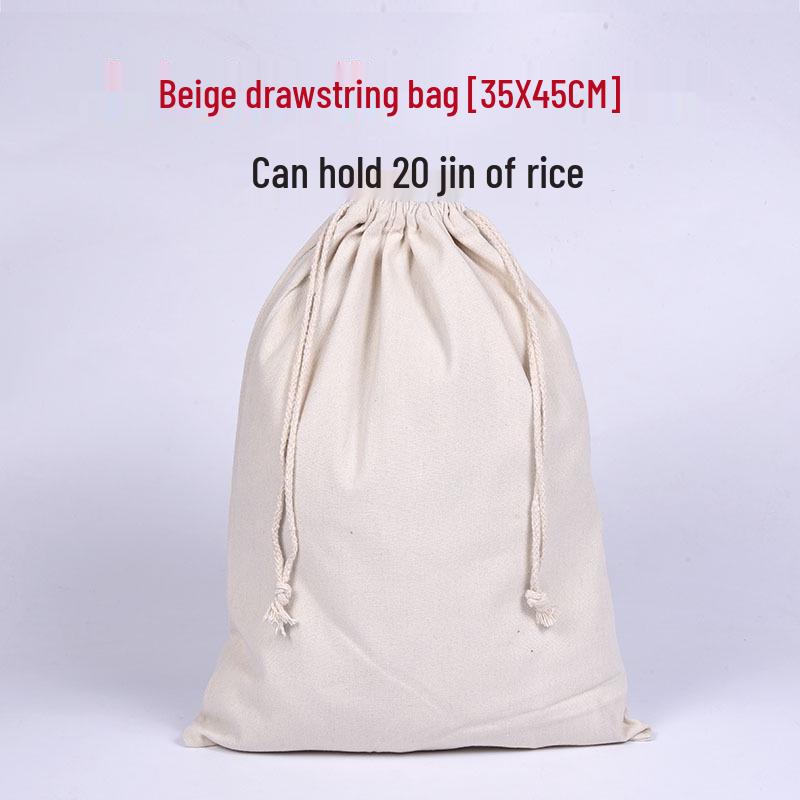 Grande Borsa con Coulisse in Tela di Cotone Beige per Stampa Logo Personalizzato
