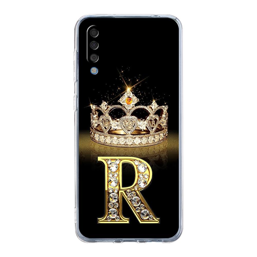 Diamond Crown Letter 26 Case For Samsung A54 A52 A50 A70 A40 A20S A20E A02S A12 A14 A16 A22 A24 A42 A34 A32 5G A04s A06 Cover