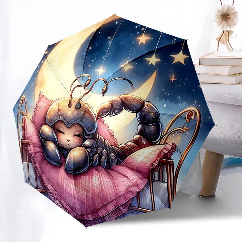 

1pc Starry Night Scorpion: Automatic Opening/Closing Umbrella with Foldable Design, Iron Frame, Outdoor Use, Festival Gift for Fans, Travelers, Daily
