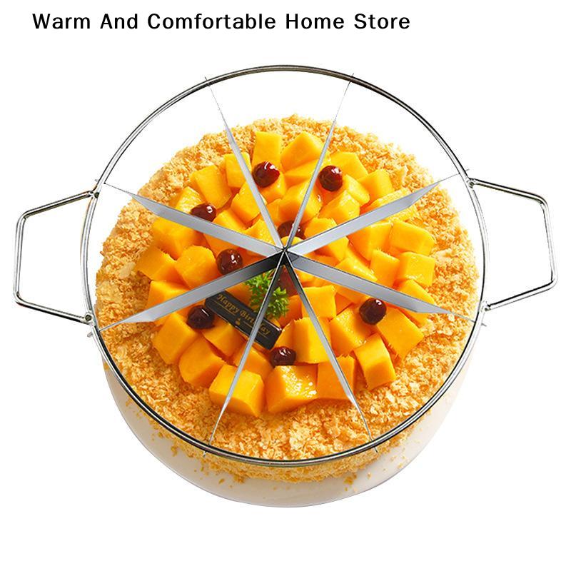 Stainless Steel Cake Cutter Slicer Pastry Portion Marker Pizza Pie Divider Even 4-10 Slices Cake Portioner Baking Tools Kitchen